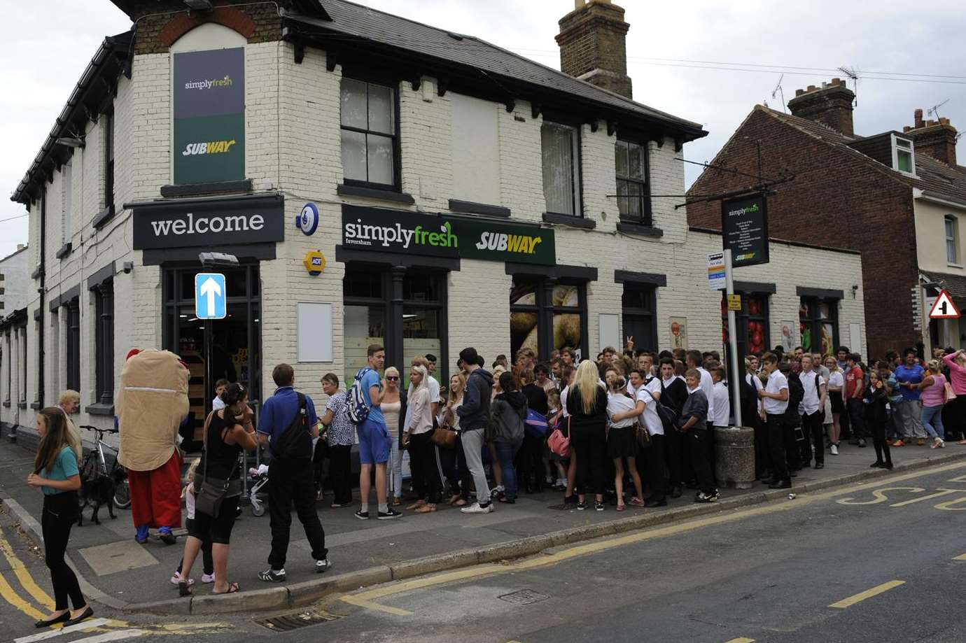 People queue for the new Subway store inside Simply Fresh in Whitstable Road