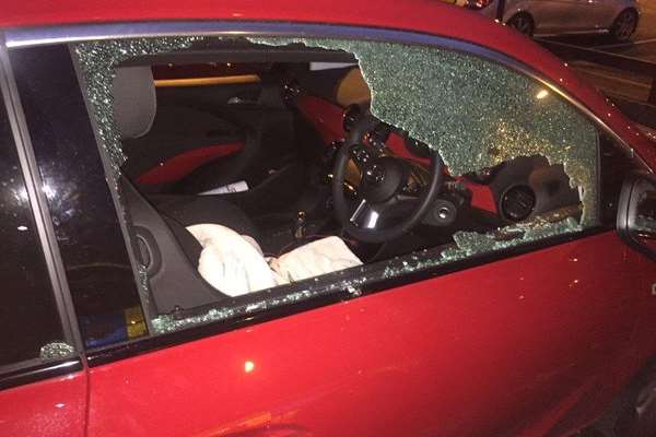 The car was broken into in Medway Park car park. Picture: @kentpolicemed on Twitter