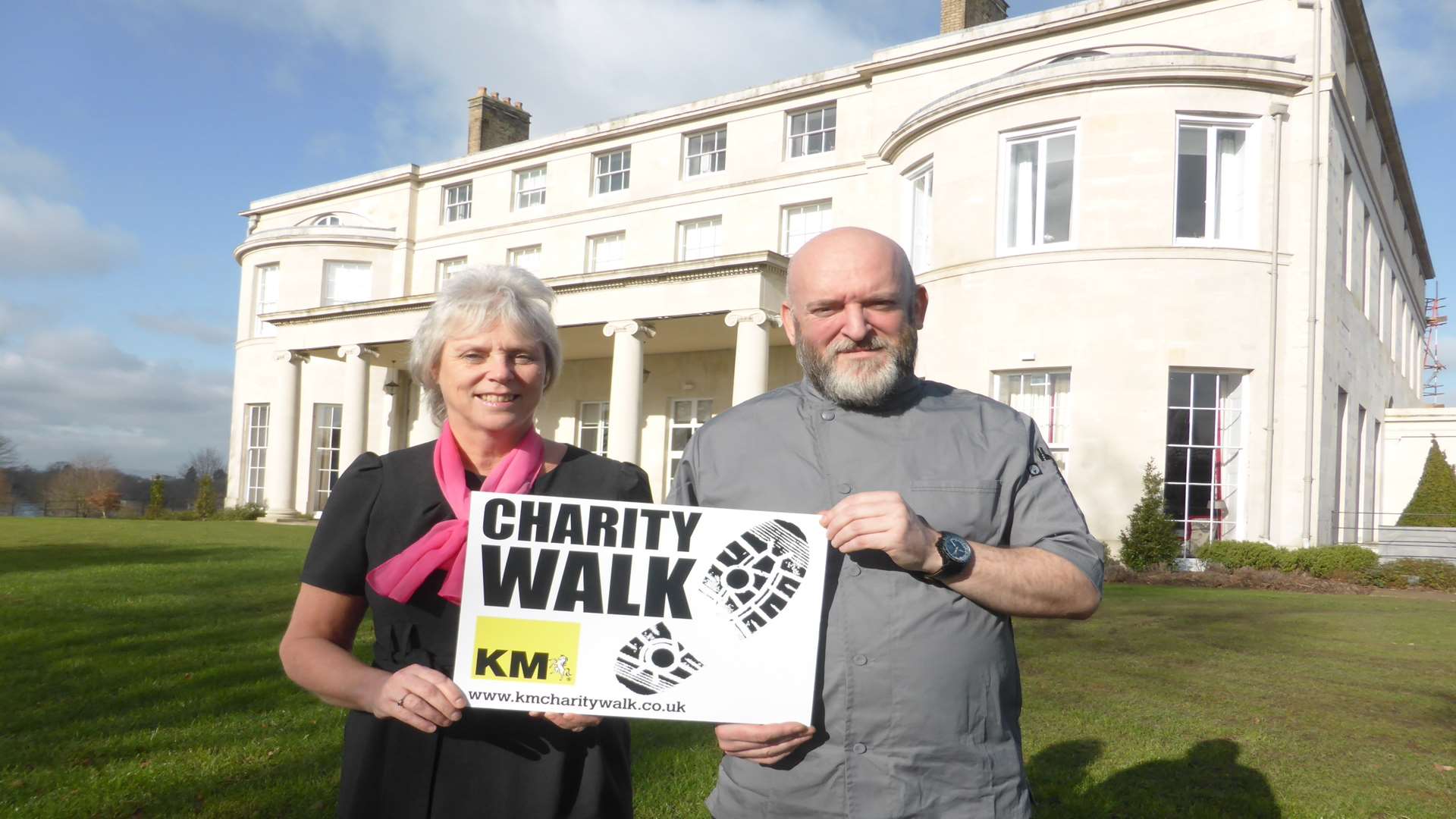 Branch manager Libby Webb with head chef Ashley Danes from Mote House which is the starting point of the 20th anniversary KM Charity Walk being staged on June 28.