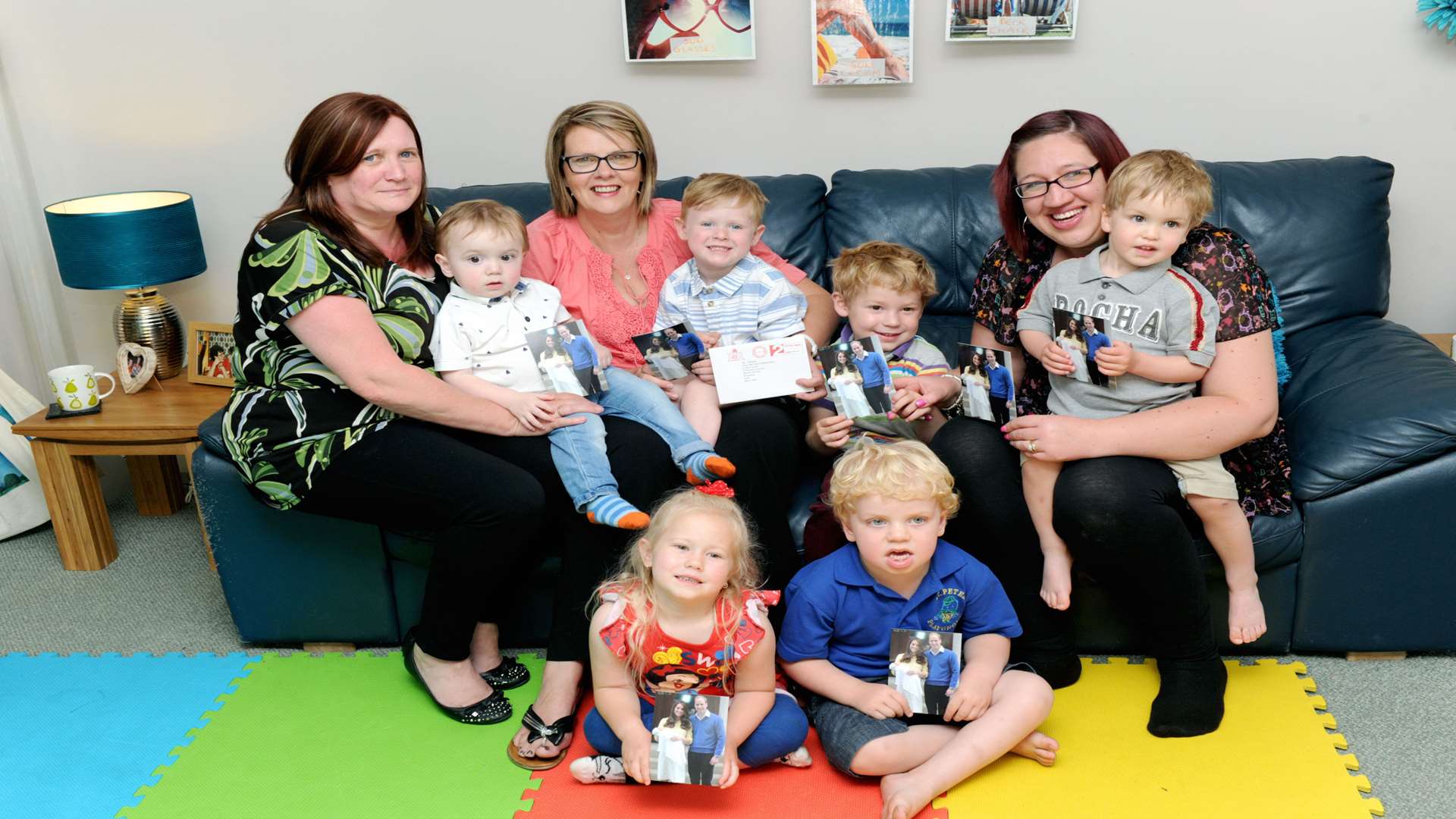 Halfway childminders and children (left to right) Wendy Fuller (Harry's Nan), Harry, two, Tracy Jones, Reggie, three, William, three, Clare Newbury, Xavier, two. Front, (left to right) Penny, Jack, both three.