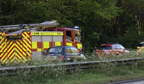 A multi-vehicle crash on the A249, Detling, has caused traffic delays. Picture: UKNip