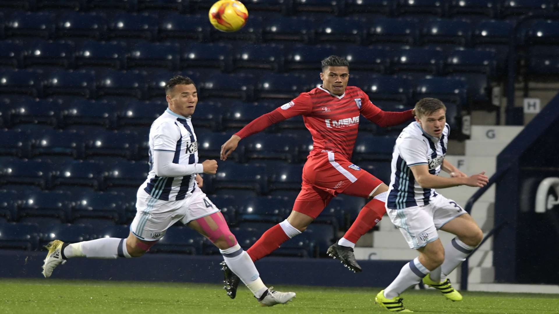 Bradley Garmston in action against former club West Brom at the Hawthorns Picture: Barry Goodwin