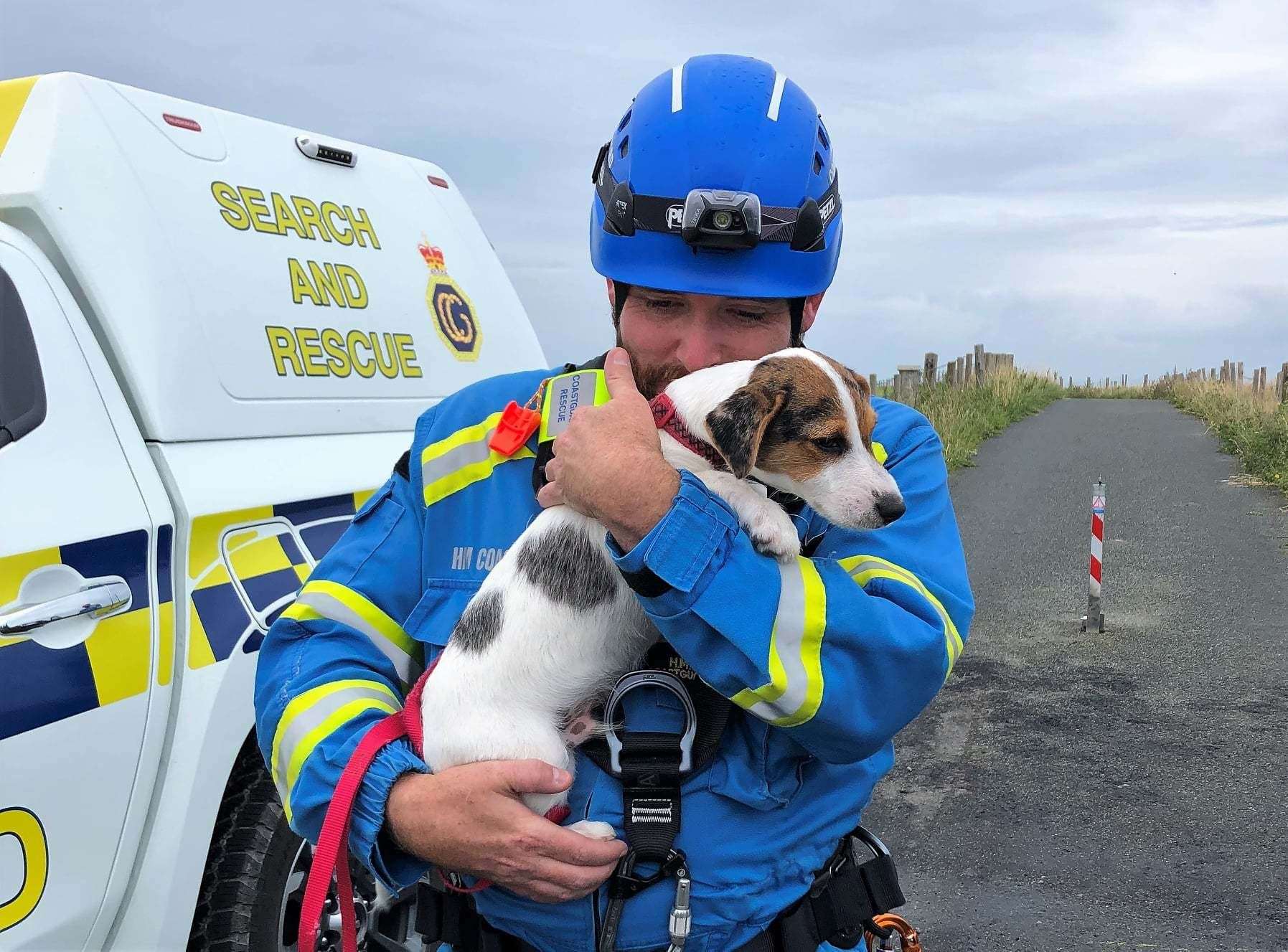 Barney the Jack Russell was rescued after going over a cliff. Photo: Folkestone Coastguard