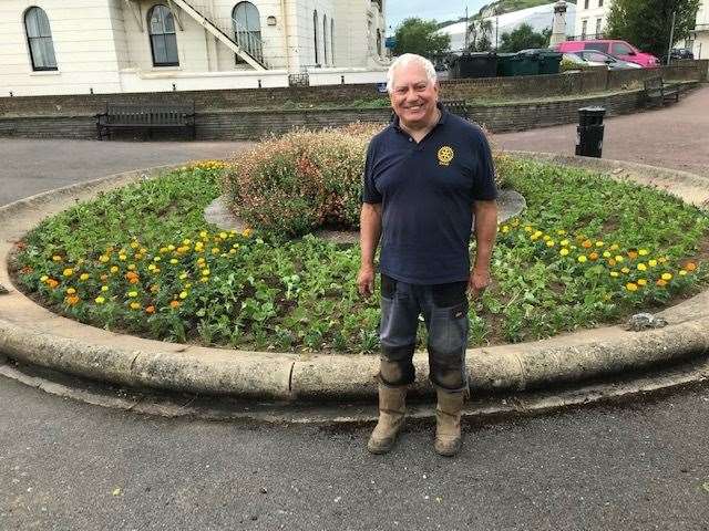 Mr Cook with the new plants at Granville Gardens in June. Picture: Rotary Club of Dover