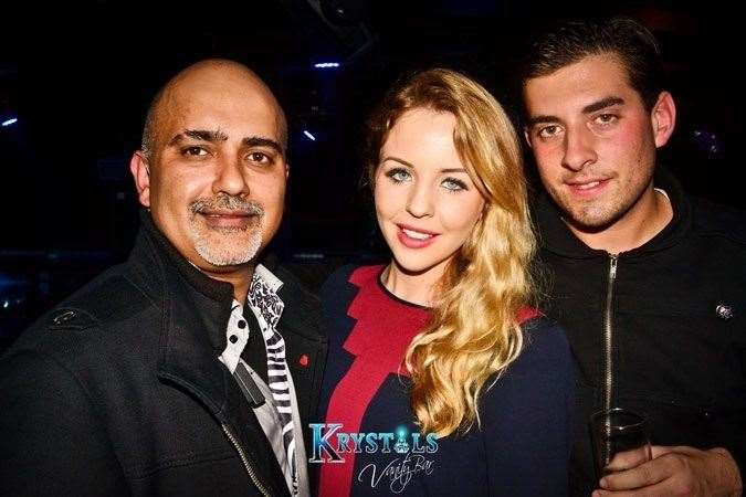 Owner Sanjay Raval with Arg & Lydia from ITV s The Only Way is Essex at Krystals Nightclub and Vanity Bar, Chatham. Picture: Vizualography Media - Instagram @viz_rod
