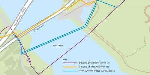 Southern Water's existing and new water mains across the Swale serving the Isle of Sheppey