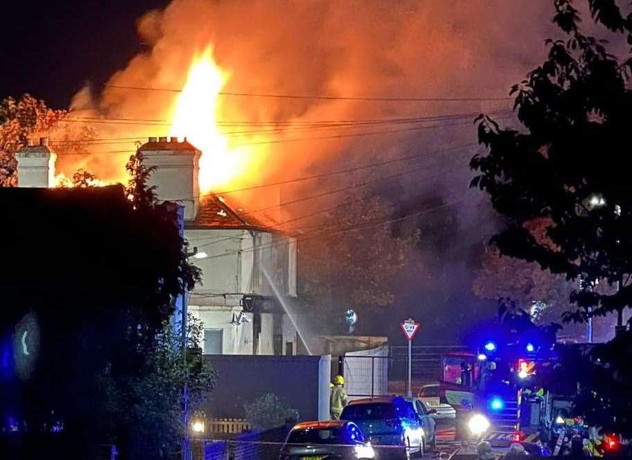 Flames pour from the rood of the Chilton Tavern.Pic: Ruby Astrid