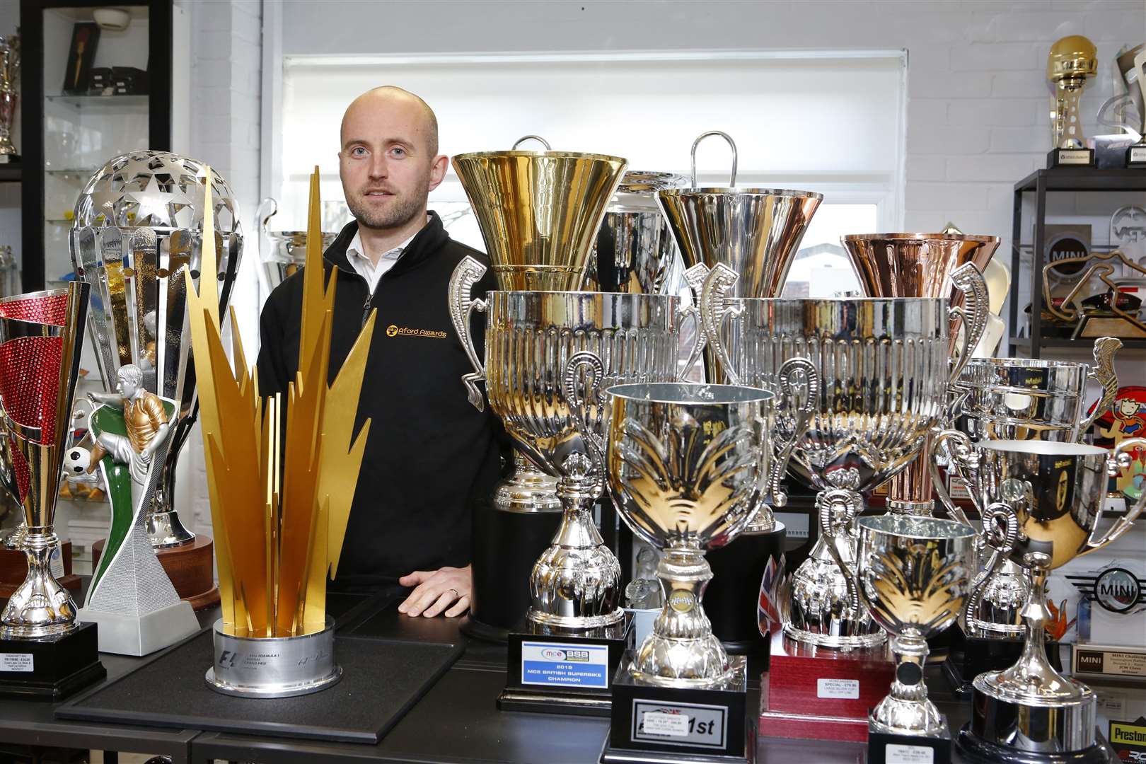 Jon Ford from Aford Awards, with one of the Formula 1 British Grand Prix trophies they have made in recent years
