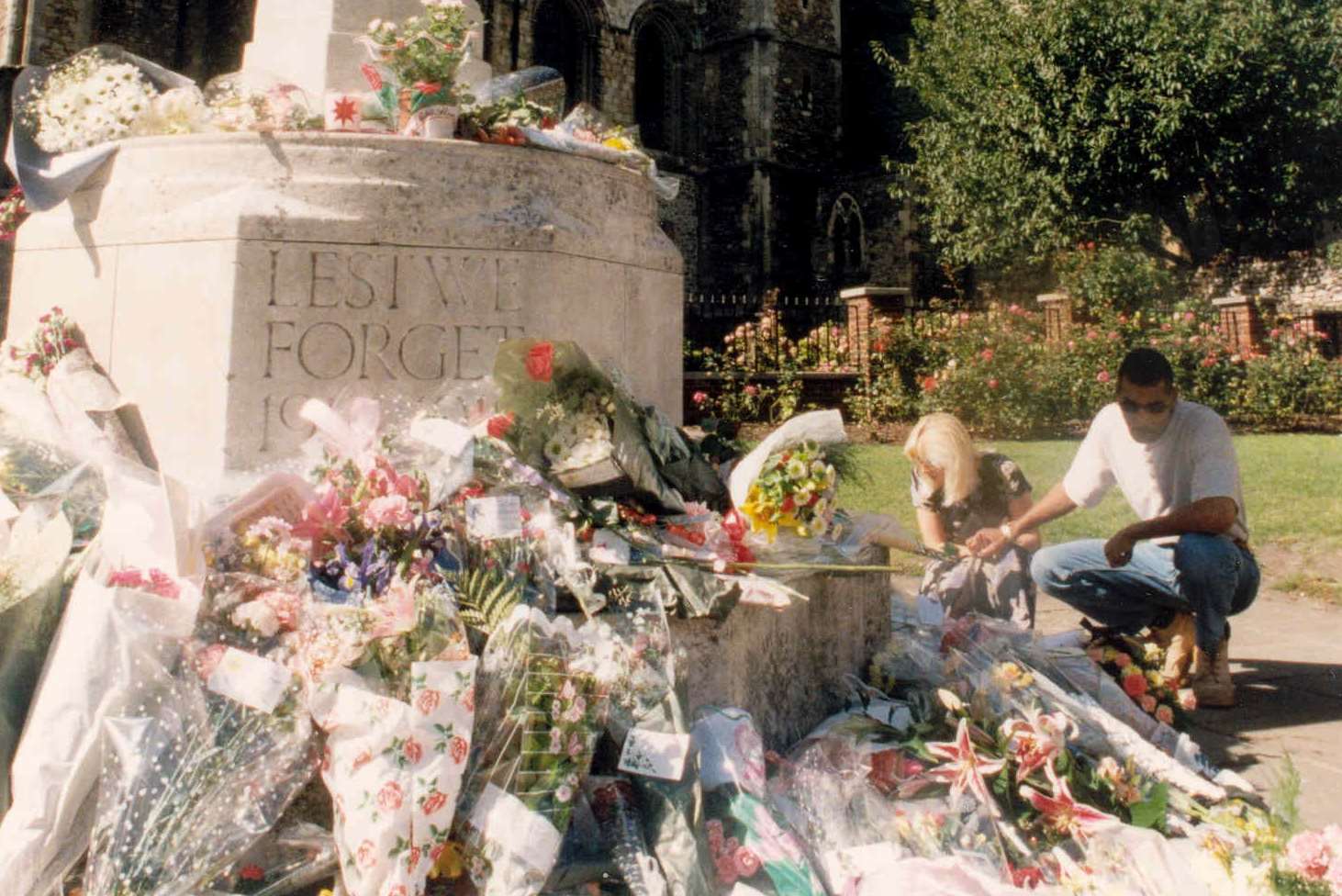 Tributes left to remember Princess Diana at Rochester Cathedral