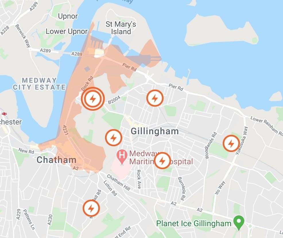 Seven postcodes in Medway are being affected by a power cut. Picture: UK Power Networks