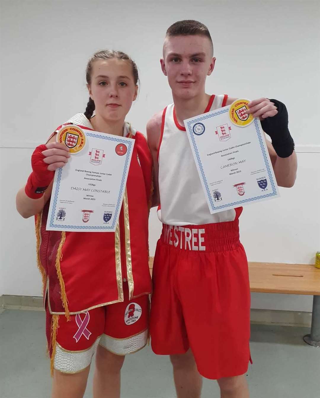 Westree boxers Daisy Constable and Cameron May.