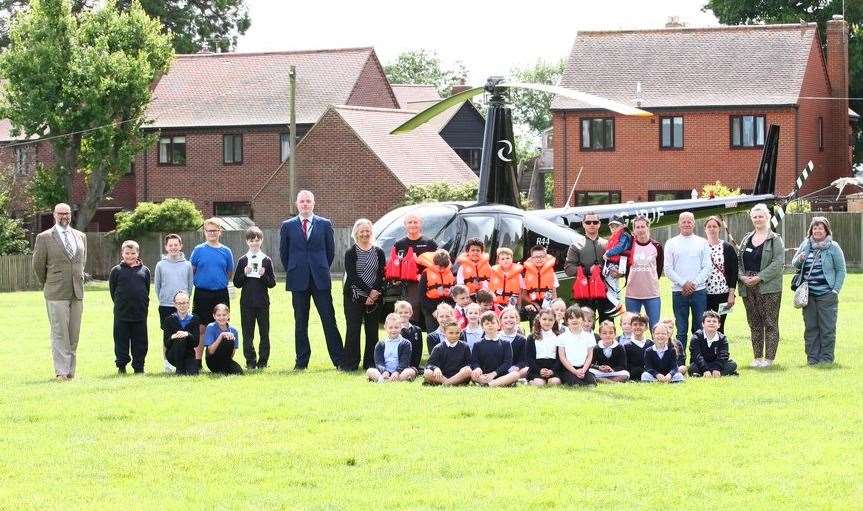 Warden House welcomed Nathan Dobson and Peter Faulding of the Lucas Dobson Water Safety Campaign on the school field. The welcoming committee included Lucas' class and head boy, head girl and the school council executive committee. Pictures Warden House Primary School (48515631)