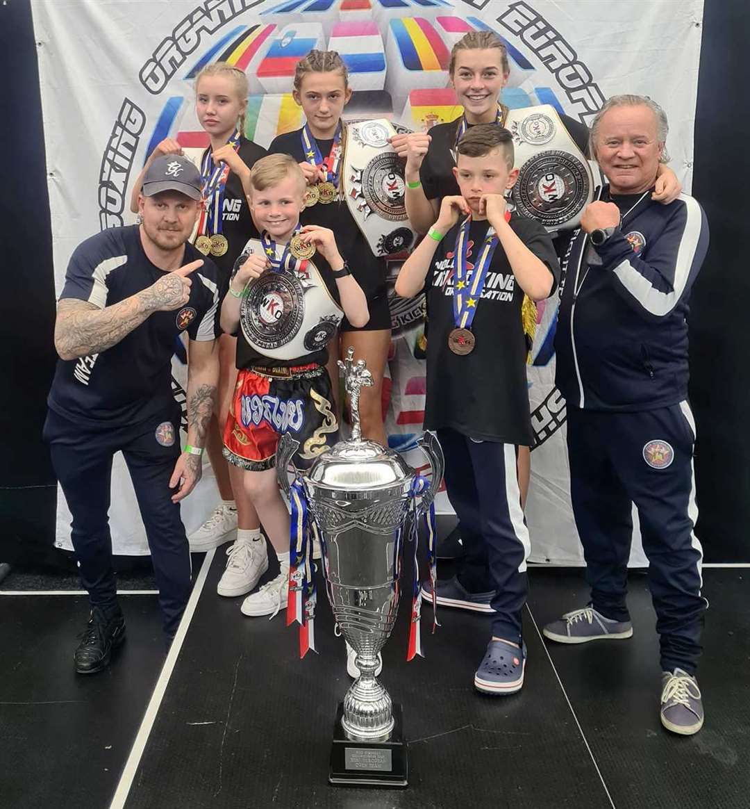 Star Kickboxing's successful youngsters with coaches Paul and Leigh Haworth
