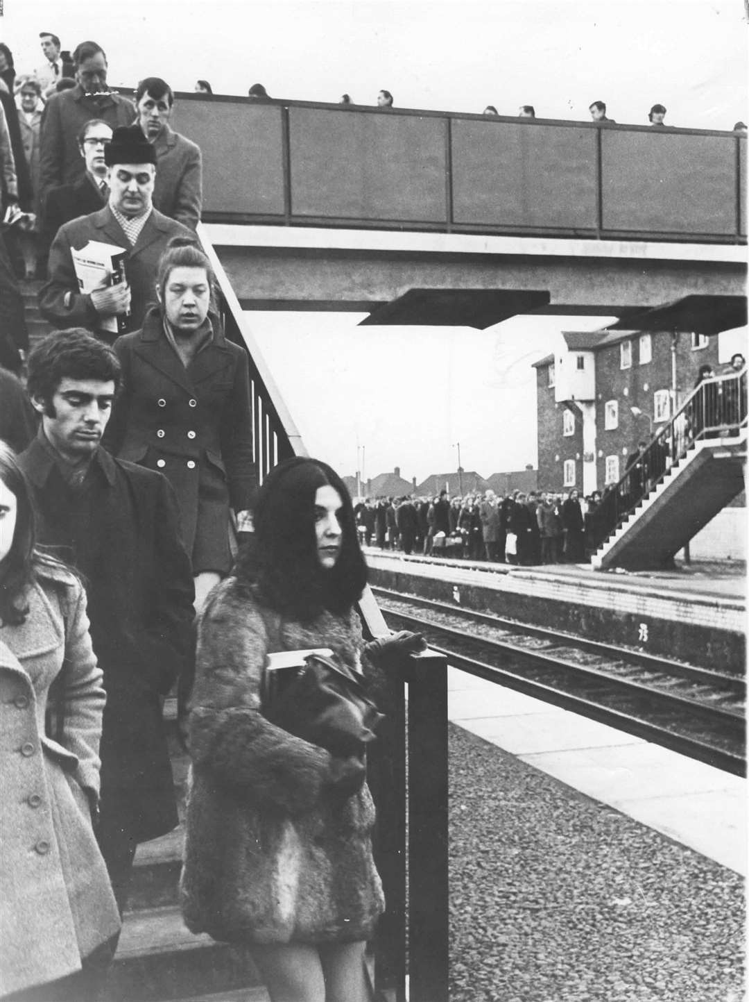 Commuters at Rainham railway station in March 1971