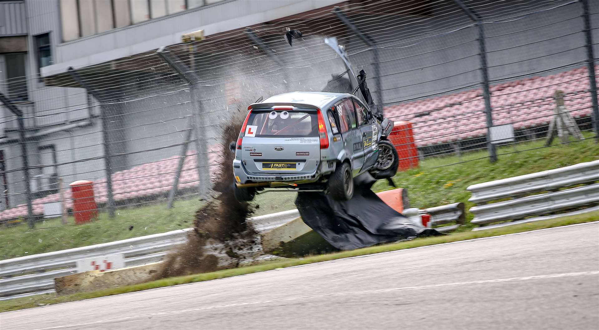 Rob Boston had a lucky escape after his car came off the track at Brands Hatch. Photo: Stephen Jackman/Eat My Pixels