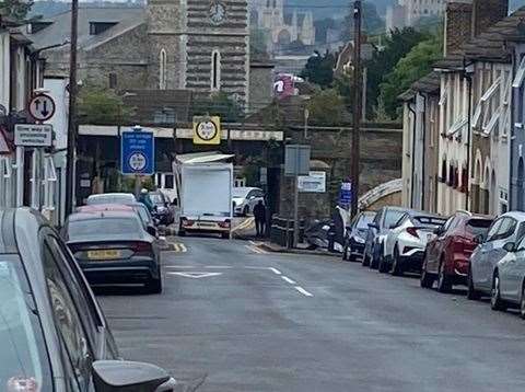 The lorry hit the bridge in Bryant Road. Picture submitted: M.Trump