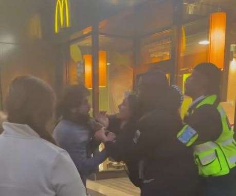 The security guard and teenager had to be pulled apart by others after the altercation in Maidstone. Picture: Niomi Elvina