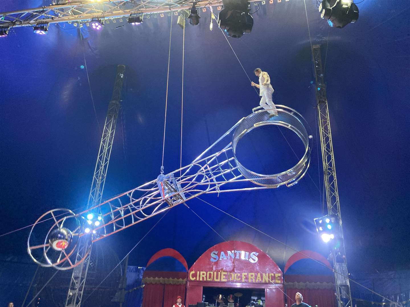 Sergio Silva on the Wheel of Death at Santus Circus. Picture: John Nurden