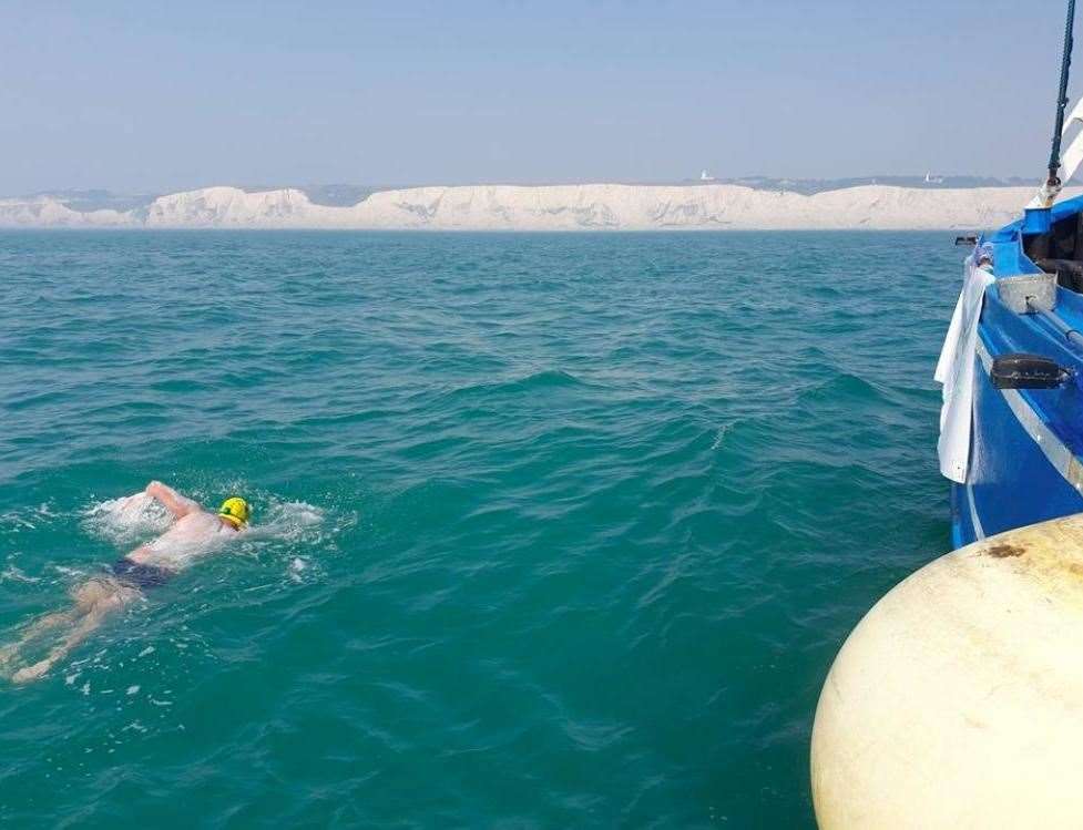 Rick Seirer in action as he swims towards the finish line in Dover (15941172)